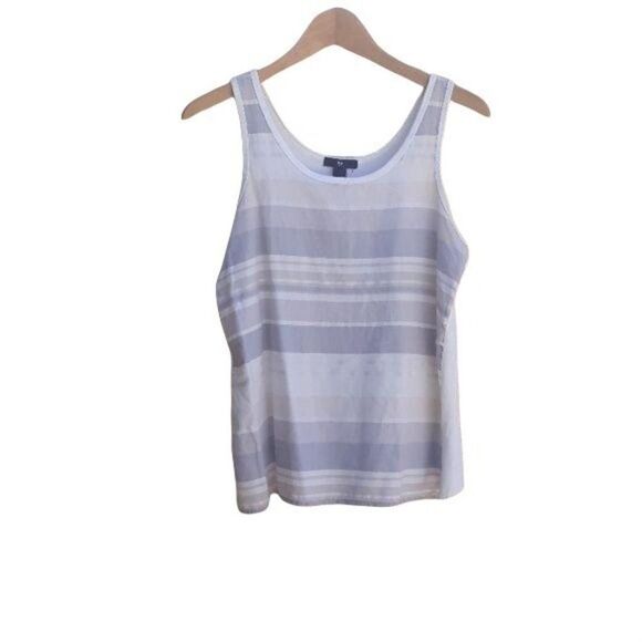 Gap Top Dressy Tank Scoop Neck Large Stripe Metallic Gray Taupe Silver S - Picture 8 of 8